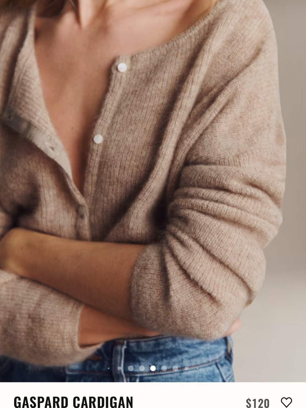 Sezane Light Beige Pearl-Button Knit Cardigan Reversible - Picture 4 of 4